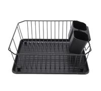 Tbest Dish Drying Rack with Utensil Holder, Iron Construction (BLACK)