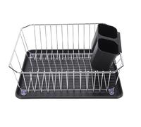 Tbest Dish Drying Rack with Utensil Holder, Iron Construction (SILVER)