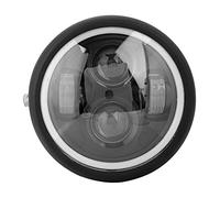 Tbest Faro LED Universale per Moto Stile retrò Lampada Frontale Rotonda Super Luminosa con Custodia in Lega di Alluminio e Lente PC per la Maggior Parte dei Motocicli Nero 6,5