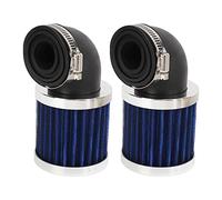 Tbest Filtro Aria Moto 90 Gradi Piega Ad Angolo Detergente per Aspirazione Universale Adatto per 28mm 48mm Ugello Carburatore Ciclomotore Scooter ATV Dirt Bike 2 Pezzi Gomma Acciaio (blu argento)
