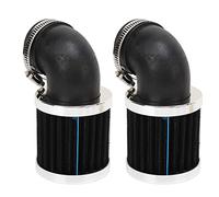 Tbest Filtro Aria Moto 90 Gradi Piega Ad Angolo Detergente per Aspirazione Universale Adatto per 28mm 48mm Ugello Carburatore Ciclomotore Scooter ATV Dirt Bike 2 Pezzi Gomma Acciaio (Argento Nero)