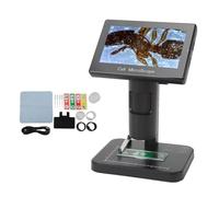 Tbest Fotocamera per Microscopio Digitale con Schermo IPS da 5 Pollici USB 1080P Ingrandimento 1000X 3 modalità di Illuminazione Zoom 8X per Esperimenti di Ricerca Biologica Sulla