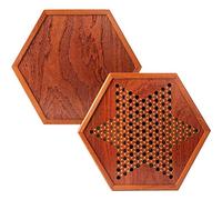 Tbest Gioco da Tavolo Portatile per Dama Cinese con Biglie - Set da Gioco Esagonale in Legno per 6 Giocatori - Design per Riporre i Cassetti - Festa di Viaggio per Famiglie Divertimento Al Chiuso