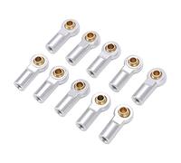 Tbest Giunto per estremità Asta di Collegamento in Alluminio M3 da 10 Pezzi per Aggiornamento Auto AXIAL SCX10 1/10 RC - Supporto per Testa in Metallo Ad Alta Resistenza per Guida Stabile (SILVER)