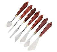 Tbest Impostare con Miscele di Acciaio Inossidabile Inossidabile Flessibile Set Professionale, 7 Pezzi/Manico Marrone Rosso per la Miscela Acrilica di Vernice Ad Olio