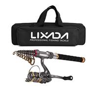 Tbest Kit di Attrezzatura da Pesca da Viaggio Combinato con Canna da Pesca Telescopica e Mulinello in Fibra di Carbonio con Borsa da Trasporto Leggera e Portatile per la d'acqua Dolce (#4)