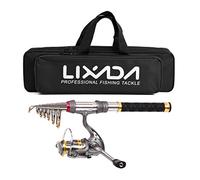 Tbest Kit di Attrezzatura da Pesca da Viaggio Combinato con Canna da Pesca Telescopica e Mulinello in Fibra di Carbonio con Borsa da Trasporto Leggera e Portatile per la d'acqua Dolce (#6)