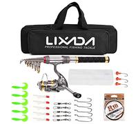 Tbest Kit di Attrezzatura da Pesca da Viaggio Combinato con Canna da Pesca Telescopica e Mulinello in Fibra di Carbonio con Borsa da Trasporto Leggera e Portatile per la d'acqua Dolce (#7)