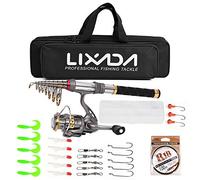 Tbest Kit di Attrezzatura da Pesca da Viaggio Combinato con Canna da Pesca Telescopica e Mulinello in Fibra di Carbonio con Borsa da Trasporto Leggera e Portatile per la d'acqua Dolce (#2)