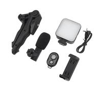 Tbest Kit Video Vlog per Smartphone LED Luce di Riempimento Controller Microfono Treppiede Riduzione del Rumore per Fotocamera del Telefono