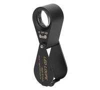 Tbest Lente d'ingrandimento per Gioielli 40X con LED e Luce, Lente Asferica da 21 Mm, d'ingrandimento Portatile Pieghevole per Gioiellieri, Collezionisti di Monete, Ispezione Fai-da-te