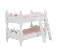 Tbest Letto a Castello della Casa delle Bambole, Letto in Legno in Legno 1:12 con Lassa per Bambini Finta Gioco, Perfettamente Proporzionato per il Display Realistico delle Bambole, il Design (Punto)