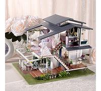 Tbest Mini Casa delle Bambole 3D Giardino Villa Set in Legno | Assemblaggio fai da te, Design romantico, Proporzioni 1:24, Regalo per artigiani