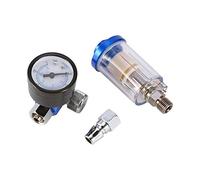 Tbest Mini regolatore di Pressione dell'Aria, Standard 1/4 1/4 di Filo Regolatore d'Aria Spray Pistola pneumatica Regolatore Aria Calibro + Separatore Filtro Filtro Olio in Linea