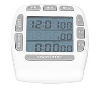 Tbest Orologio 3 Conteggio Verso il Basso 99 Ore 59 Minuti Visualizza LCD con Batteria a Schermo Trasparente per Ufficio Cucina Tempo di Abs Bianco Metal 4,4x4,0 Cm