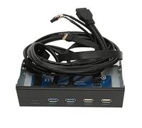 Tbest Pannello Frontale Multimediale da 5,25 Pollici con 2xUSB3.0 2xUSB2.0 1xType C Trasferimento Dati Ad Alta velocità da 10 Gbps per Chassis PC Desktop Compatibilità Universale Plug and Play