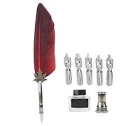 Tbest Penna di con Pennino in Acciaio Inossidabile (rosso) | Penna a inchiostro elegante e resistente, impugnatura comoda, arredamento vintage per la casa, ideale per l\'arte o la