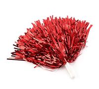 Tbest, Pompon per Cheerleading, 6/12 Pezzi, per Cheerleader, a Forma di Fiore Appeso, con Pellicola per Gruppo, esultanza, Sport, Party, Ballo, Accessorio utile, Rosso 12.
