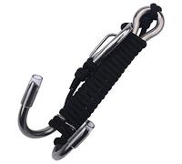 Tbest Reef Hooks Scuba Diving,Tbe Gancio doppio per barriera subacquea con cordino retrattile bobina di fissaggio Reef Hook Replacement per Subacqueo (nero)