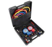 Tbest Set di Manometri AC a 3 Vie Kit di Ricarica del Refrigerante HVAC Professionale per Impieghi Gravosi per Sistemi di Condizionamento dell'Aria Automobilistici e Residenziali