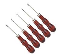 Tbest Set di Punzoni per Tracciare con Manici in Legno | Set da 5 pezzi, adatto per pelle, presa comoda, metallo resistente