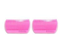 Tbest Spazzola per Gatti da 2 Pezzi con Erba Gatta Morbida Pettine Tiragraffi Montato Ad Angolo e a Parete per Gatti Giocattolo Interattivo per il Controllo della Perdita del Pelo e del Pelo (PINK)