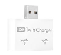 Tbest USB Port Splitter, Hub USB 2.0 Maschio a 2 Porte USB Doppio Caricatore Splitter Adattatore Convertitore Concentratore (WHITE)