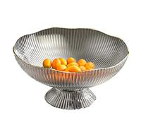 Tbest Vassoio per Frutta in Plastica con Base di Scarico Rimovibile - Piatto da Portata Trasparente per Frutta, Snack e Dessert - Ciotola Igienica Multiuso per Picnic di Festa (GRAY)
