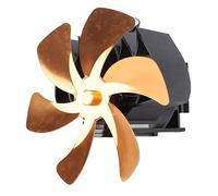 Tbest Ventilatore per Stufa a Legna Alimentato a Calore a 6 Pale per Camino - Ventilatore per Montaggio su Canna Fumaria Ecologico, Silenzioso, a Risparmio Energetico e Salvaspazio (GOLD)
