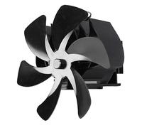 Tbest Ventilatore per Stufa a Legna Alimentato a Calore a 6 Pale per Camino - Ventilatore per Montaggio su Canna Fumaria Ecologico, Silenzioso, a Risparmio Energetico e Salvaspazio (BLACK)