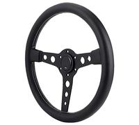 Tbest Volante da corsa in pelle nera da 350mm/14 pollici in stile Prototipo a 6 bulloni con cuciture grigie e pulsante clacson, accessorio auto modificato