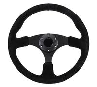 Tbest Volante in camoscio 14 pollici/350 mm Stile 6-con cuciture nere e pulsante clacson, Accessorio Modificato per Auto