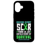 TBI Awareness Nastro Verde Lesioni Cerebrali Dietro Ogni Cicatrice Custodia per iPhone 16
