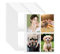 Tbintul 100 Pack Bustine per Foto A4,Porta Cartoline A4 con 4 Scomparti,Tasche A4 Foto Maniche,Buste Trasparenti Anelli a4 Per Foto Porta Cartoline