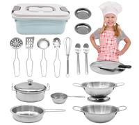 Tbintul 18 Pezzi Accessori da Cucina Per Bambini,Set di Giocattoli da Cucina per Bambini,Accessori da Cucina in Acciaio Inossidabile per Ragazzi e Ragazze dai 3-6 Anni