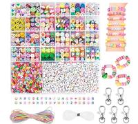 Tbintul 1800pcs Perline per Braccialetti Bambini Fai Da Te, Kit Braccialetti fai da te con Corda Elastica, Perline per Infilare, Kit Bracelet Regalo per Bambini 6-12 anni