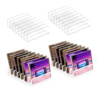 Tbintul 2 Pezzi Porta CD Tavolo, Supporto CD in Acrilico Trasparente, Organizzazione per CD e Dvd con 7 Scomparti, Supporto Robusto Adatto per Riporre Scatole di Film in Cassetta(17x12.5x4cm)