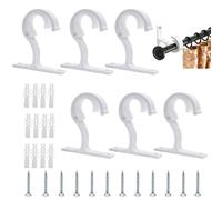 Tbintul 6 Pezzi Staffa da Soffitto Bastone per Tende,Metallo Supporto per Tende a soffitto con Vite,bastoni per Tende a soffitto per Aste di 25-28 mm(Bianco)