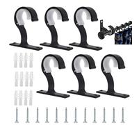 Tbintul 6 Pezzi Staffe Regolabili per Tende,Ganci di Fissaggio per Aste di 25-28 mm,Supporto per Tende da Soffitto in Lega di Alluminio Ideali per Tende da Appendere(Nero)