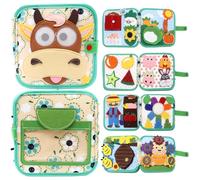 Tbintul Busy Board Montessori Libro Interattivo 1 Anno, Libro in Tessuto per Bambini, Montessori Silenzioso Libros con, Giocattolo a Partire da 2 3 4 5 6 Anni, Regalo per Ragazzi e Ragazze (Vitello)