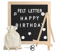 Tbintul Feltro Letter Board, Bacheca in feltro, 25 x 25 cm, con 340 lettere, cornice in legno, per annunci di bambini, pietre miliari, decorazione per ufficio, cartello con password (Nero)