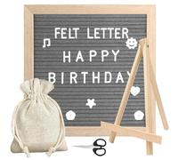 Tbintul Feltro Letter Board, Bacheca in feltro, 25 x 25 cm, con 340 lettere, cornice in legno, per annunci di bambini, pietre miliari, decorazione per ufficio, cartello con password (Grigio)