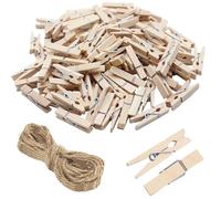 Tbintul Naturali Mollettine Legno Piccole, 100 pezzi Mini Mollette Decorative in Legno Piccole, per Decorazione Domestica e Artigianale, Visualizzazione di Foto