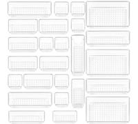 Tbintul Organizer Cassetti 25 Pezzi, 4 dimensioni, Contenitori per cassetti in Plastica Trasparente Divisori per Cassetti Impilabili per Bagno, Cucina, Trucchi, Scrivania