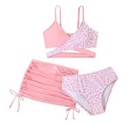 TBloevwlh Bikini da ragazza, 3 pezzi, morbido e carino, set bikini da spiaggia, costume da bagno, stampa floreale, ad asciugatura rapida, per le vacanze sportive, delicato sulla pelle