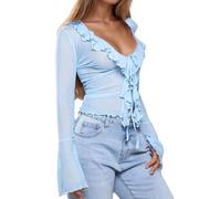 TBloevwlh Camicetta con volant Tudors Burlesque Corsetto Arancione Blu Corsetto Pirata Camicetta Donna Abbigliamento Vichingo Camicetta Da Suore Costume Top Pirata Camicetta One Shoulder Bianco