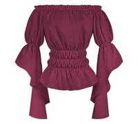 TBloevwlh Camicetta pirata da donna per cosplay medievale tudors pirati Darkn Corsage verde gotico top corsetto blu nero pirata costume gothicana bianco bianco sottoseno suore camicetta