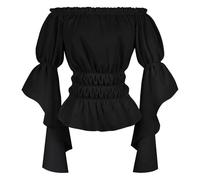 TBloevwlh Corsetto Bianco Medievale Abbigliamento Donna Camicette Nero Lady Moschettiere Costume Western Camicetta Pirati Blu Goth Pirata Camicetta Volant Gothicana Rapunzel Barocco Speak No Evil