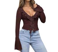 TBloevwlh Corsetto Bianco Pirata Camicetta Donna Pirata Top Camicetta Volant Abbigliamento Vichinga Camicetta CarmenbBluse Camicetta Suore Costume Bianco Top Corsage Grunge Clothes Camicia