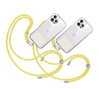 TBOC 2X Cordino Catenella Laccio Strap Porta Cover [Giallo] con Toppa Plastica [Bianco Ice] per Telefono Cellulare Collo - Tracolla Catenina con Cordini da Cellulari Accessori Universale Laccetti